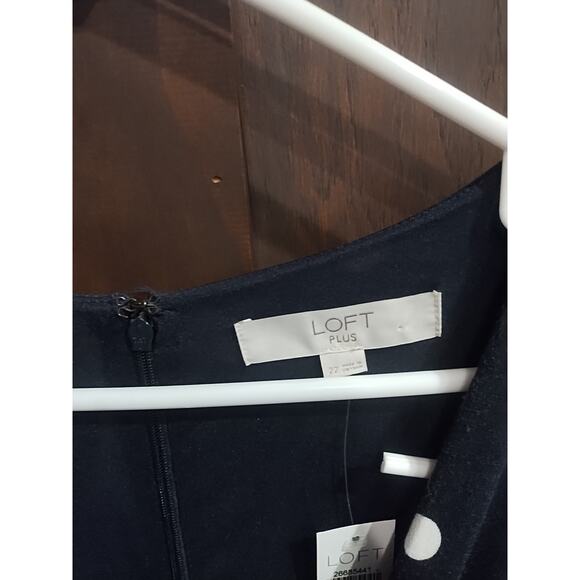 Loft Plus Black White Polka Dots Faux Wrap Womens 22 2X V Neck Dress Lined New - Picture 2 of 6